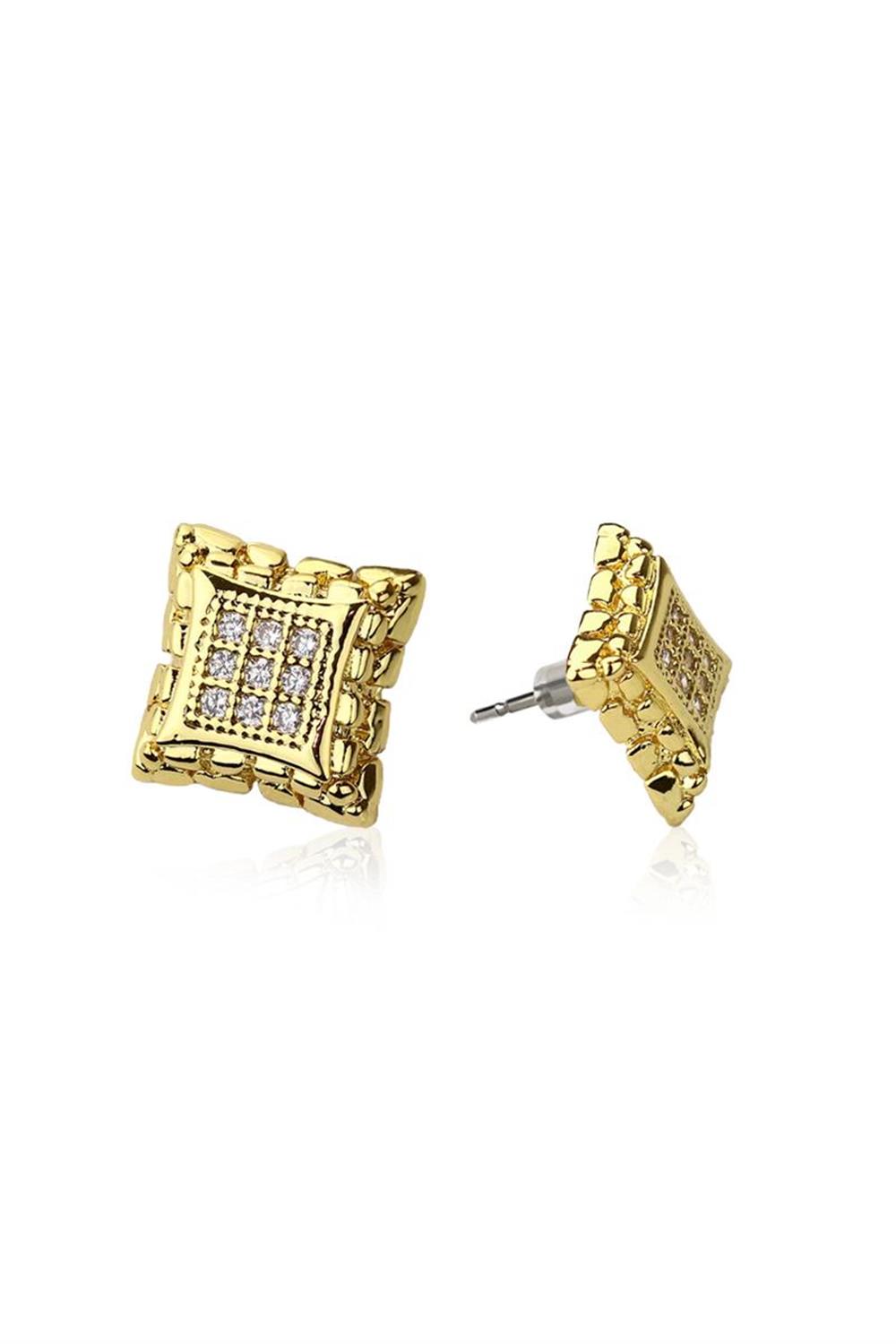 20G PAIR OF SURGICAL STEEL SQUARE NUGGET EARRINGS
